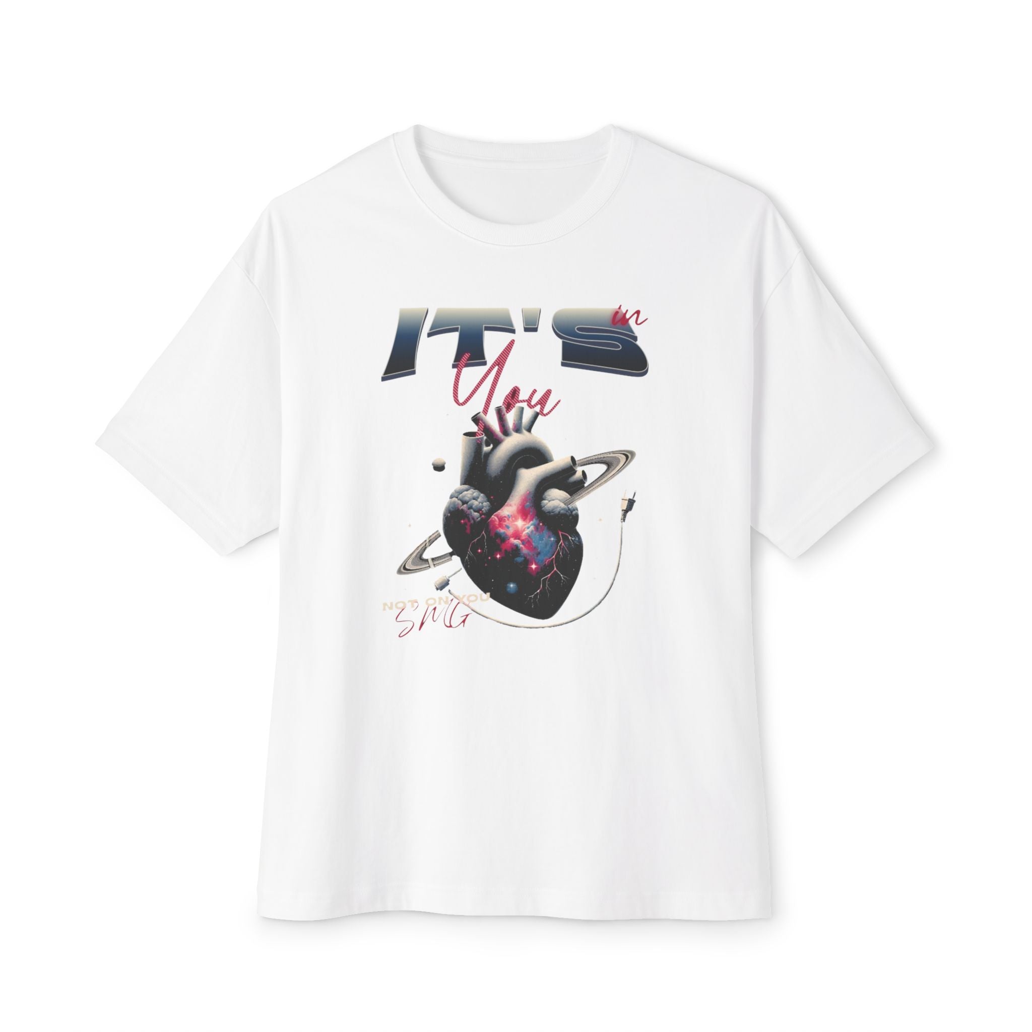 Cosmic Heart Oversized Tee, Graphic Tee, Casual Fashion, Retro Style T-Shirt, Gift for Music Lovers, Streetwear Style Shirt