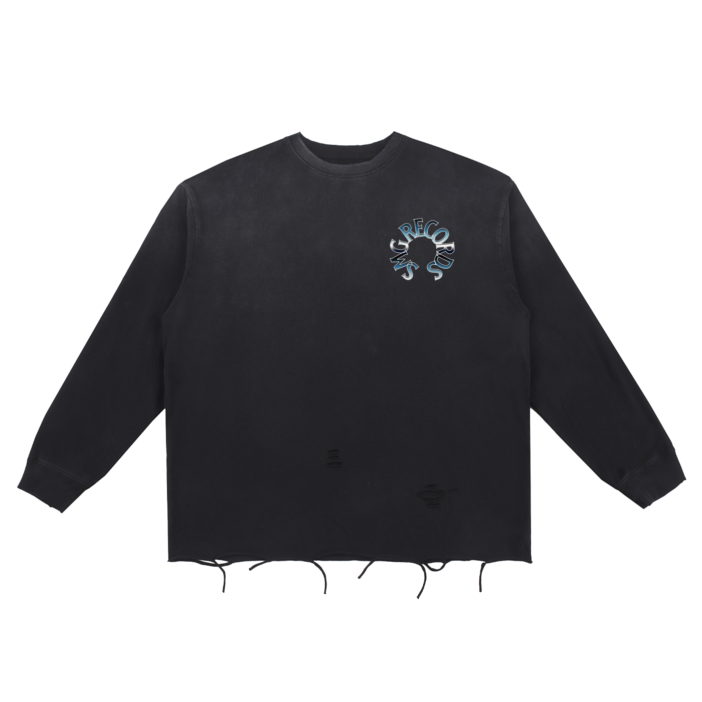 Snow Wash Raw Edge Cotton T-Shirt