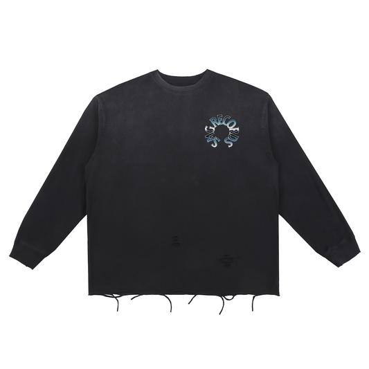 Snow Wash Raw Edge Cotton T-Shirt
